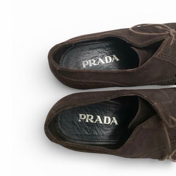 Prada Men\'s Dark Brown Suede Brogue Oxford Dress Shoes - Size 10.5 main image 5